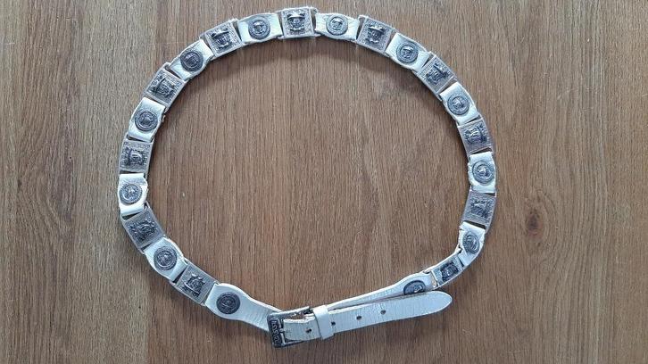 vintage riem met schakels van leer en metaal mt 85, Kleding | Dames, Riemen en Ceinturen, Gedragen, 80 tot 90 cm, Minder dan 3 cm