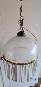 Antieke hanglamp glazen kap pegels, Ophalen