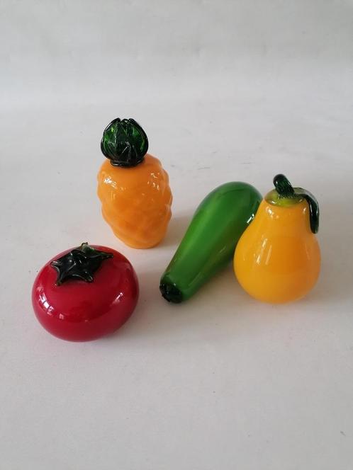 set murano glazen fruit 4 stuks 8-12-15 cm izgt, Antiek en Kunst, Antiek | Glas en Kristal, Verzenden