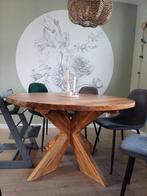 Ronde houten Eettafel, Huis en Inrichting, Tafels | Eettafels, Ophalen, Gebruikt, Vijf personen of meer, Modern