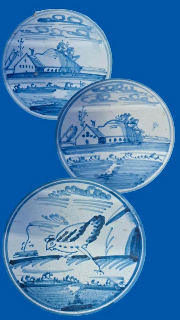 3 stuks antieke Delftsblauwe tegels, Antiek en Kunst, Antiek | Wandborden en Tegels, Ophalen of Verzenden