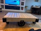 Salontafel railway treinonderstel, zwart ijzer, Ophalen, Gebruikt, 100 tot 150 cm, 50 tot 100 cm