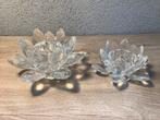 Glazen bloem waterlelie lotus kandelaars theelichthouders, Huis en Inrichting, Woonaccessoires | Kandelaars en Kaarsen, Ophalen of Verzenden