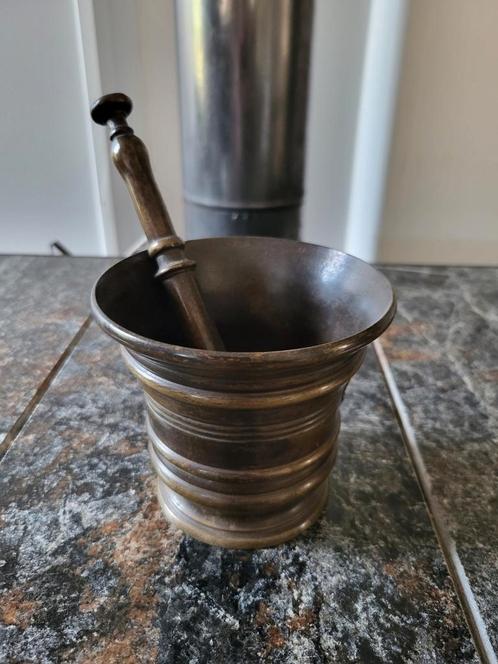 Antieke Bronzen Vijzel met Stamper, Antiek en Kunst, Antiek | Koper en Brons, Brons, Ophalen of Verzenden