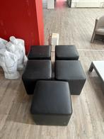 5x mooie zwarte leren poef 45x45x45, Ophalen, Zo goed als nieuw