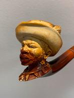 Meerschuim pijp, 19e eeuw, man met grote hoed, Gebruikt, Ophalen of Verzenden, (Water)pijp