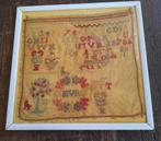 Merklap met wol geborduurd (in 1876?), Antiek en Kunst, Antiek | Kleden en Textiel, Ophalen of Verzenden