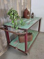 Stoere transportkar sidetable buitenkeuken industrieel, Nieuw, Ophalen of Verzenden, Nvt, Nvt