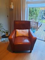 Bruin leren fauteuil goed onderhouden, Huis en Inrichting, Fauteuils, Ophalen of Verzenden, Gebruikt, 75 tot 100 cm, 50 tot 75 cm