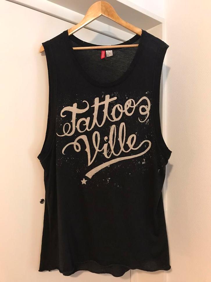 H&M mouwloos top t-shirt lang model grijs/zwart stretch 42, Kleding | Dames, Tops, Zo goed als nieuw, Maat 42/44 (L), Grijs, Zonder mouw
