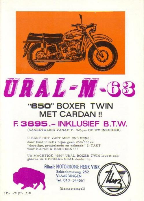 Ural M63 met Cardan folder (5518z), Motoren, Handleidingen en Instructieboekjes, Overige merken, Ophalen of Verzenden