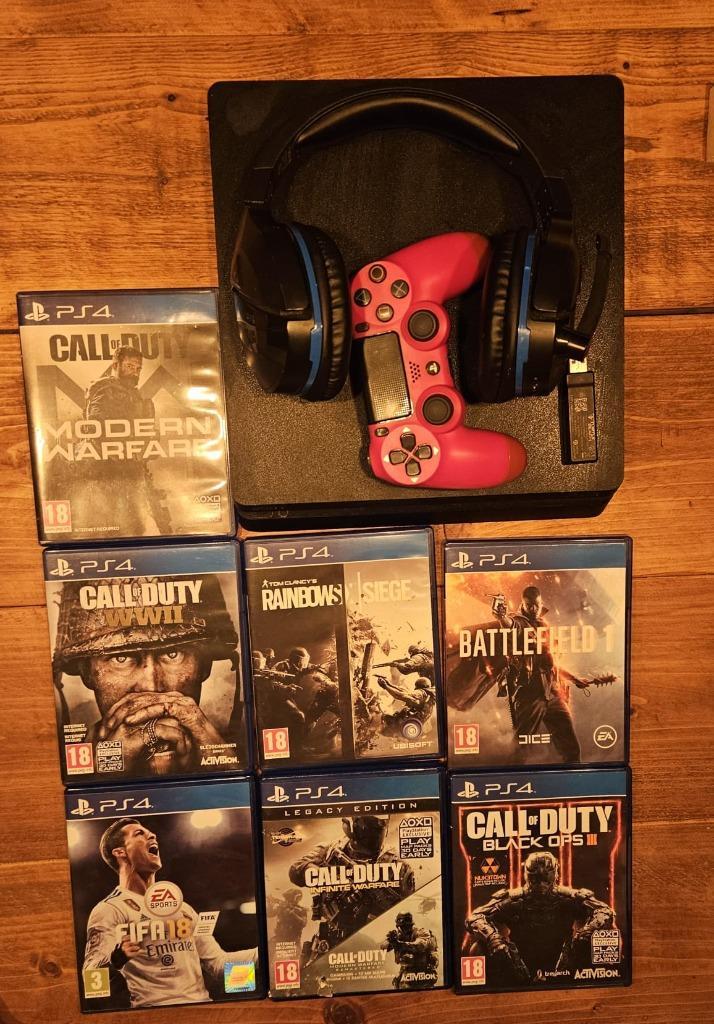 PS 4 Slim  + turtle beach headset + controller + spellen, Spelcomputers en Games, Games | Sony PlayStation 4, Gebruikt, Overige genres