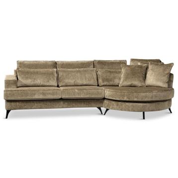Luxe glamour hoekbank met ronde vorm Velours taupe beschikbaar voor biedingen