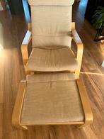 Ikea Poang Schommelstoel met Voetenbank, Huis en Inrichting, Fauteuils, 75 tot 100 cm, Ophalen of Verzenden, Zo goed als nieuw