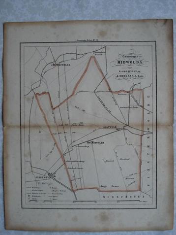 27 Midwolda Oostwold Scheemderzwaag Scheemda Litho 1862 beschikbaar voor biedingen