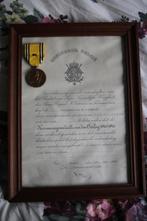 Belgische Medaille van den Oorlog 1940-1945 + oorkonde, Verzamelen, Ophalen of Verzenden, Overige soorten, Overige gebieden, Lintje, Medaille of Wings