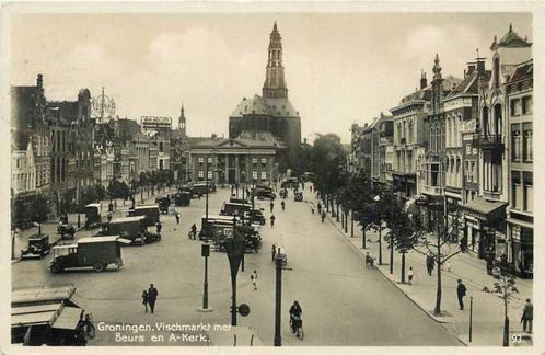 (300-109-039) Groningen Vischmarkt met Beurs en Kerk, Verzamelen, Ansichtkaarten | Nederland, Groningen, Verzenden
