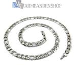 ketting Rvs zilver figaro ketting 60 cm lang heren ketting, Verzenden, Nieuw, Zilver, Overige materialen