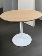 Ronde tafel blad van eikenfineer en een witte trompetvoet., Ophalen of Verzenden, Zo goed als nieuw, Rond, 100 tot 150 cm