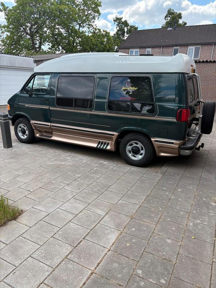 Dodge 1996 Groen camper, Auto's, Dodge, Particulier, RAM Van, Achteruitrijcamera, LPG, Overige carrosserieën, Geïmporteerd, Groen