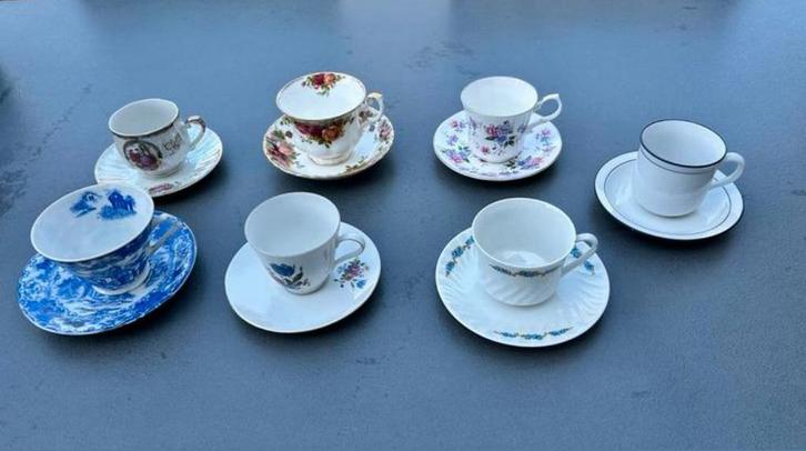 Vintage Kop en Schotels - Diverse Merken, Antiek en Kunst, Antiek | Servies los, Ophalen of Verzenden
