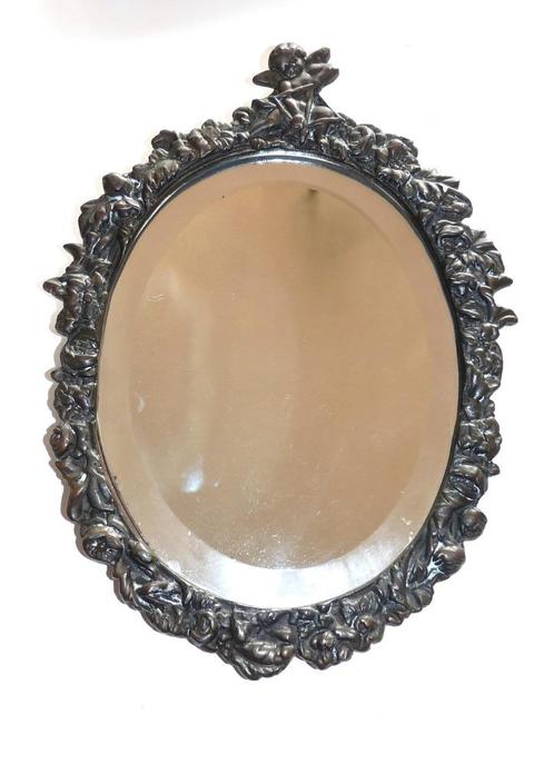 Spiegeltje, vintage met cupido, geslepen glas, lief, Huis en Inrichting, Woonaccessoires | Spiegels, Gebruikt, Minder dan 50 cm