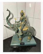 Korting Zwaar bronzen olifant met tempelwachter Oosters, Ophalen of Verzenden