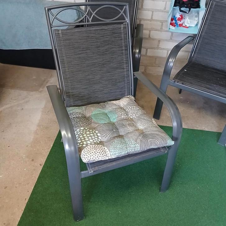 4 Tuinstoelen Bois le Duc + Kussens, Tuin en Terras, Tuinstoelen, Gebruikt, Metaal, Ophalen