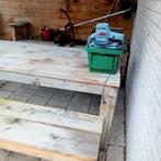 Tafel en bank steiger hout, Tuin en Terras, Gebruikt, Rechthoekig, Hout, Ophalen