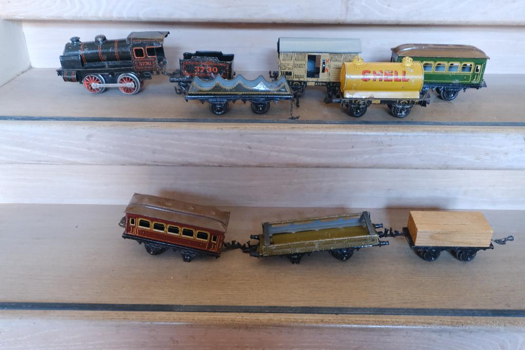 Blikken trein + rails vintage, Antiek en Kunst, Ophalen of Verzenden