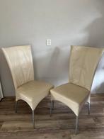 2 eetkamerstoelen leer, Ophalen of Verzenden, Zo goed als nieuw, Wit, Leer
