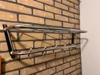 Te Koop : Vintage Metalen Kapstok Chroom Design 70’s, Wandkapstok, Gebruikt, Ophalen of Verzenden, Minder dan 100 cm