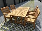Teakhouten tuinset Gloster, als nieuw, Ophalen, 4 zitplaatsen, Bijzettafel, Teakhout