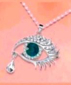 Ketting geluksoog saffier, Verzenden, Nieuw, Zilver, Met hanger