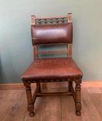 Vintage lederen kinderstoel oude stoel brocante kasteelstoel, Antiek en Kunst, Antiek | Meubels | Stoelen en Banken, Ophalen