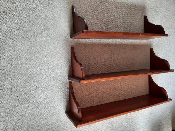 Drie prachtige gelakte houten wandplanken of boekenplanken, Huis en Inrichting, Woonaccessoires | Wandplanken en Boekenplanken