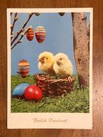 Vrolijk Paasfeest. Ongelopen Vintage Paaskaart met Kuikens, Diversen, Pasen, Ophalen of Verzenden, Zo goed als nieuw