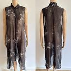 H&M maxi lange jurk tuniek bloes blouse print top split S, Kleding | Dames, Blouses en Tunieken, H&M, Zwart, Ophalen of Verzenden