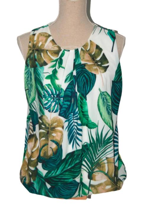 Fos Amsterdam top, topje, wit/groen, Mt. M, Kleding | Dames, Tops, Zo goed als nieuw, Maat 36 (S), Groen, Zonder mouw, Verzenden
