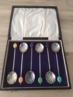 set van 6 koffiebonen lepeltjes verzilverd in doos, Ophalen of Verzenden