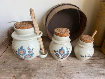 Vintage Keramiek Potten Set voor augurken ui en mosterd beschikbaar voor biedingen