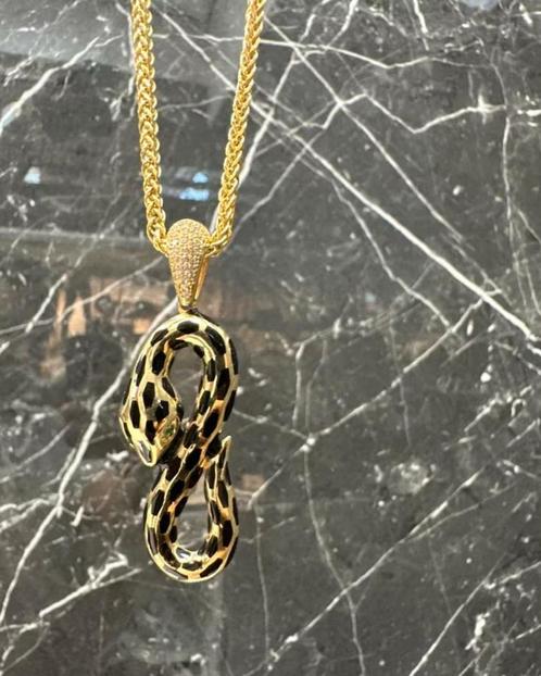 14k gouden vossenstaart ketting met slangen hanger, Sieraden, Tassen en Uiterlijk, Kettingen, Nieuw, Goud, Ophalen of Verzenden