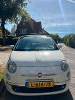 Fiat 500 0.9 Cabrio 2014 Roomwit nieuwe APK, Auto's, Zwart, Cabriolet, Wit, Leder