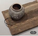 Oud houten railway dienblad mt S hout stoer sober landelijk, Verzenden, Nieuw