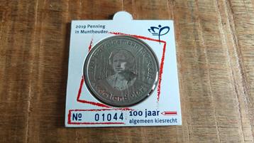 Penning in Munthouder - 100 Jaar algemeen Kiesrecht 2019 beschikbaar voor biedingen