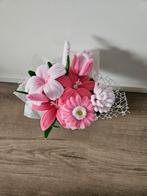 Boeket handgemaakte bloemen roze, Ophalen of Verzenden, Nieuw, Binnen