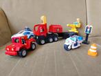 Duplo politie auto en motor, brandweer met vrachtwagen, Kinderen en Baby's, Complete set, Duplo, Gebruikt, Ophalen