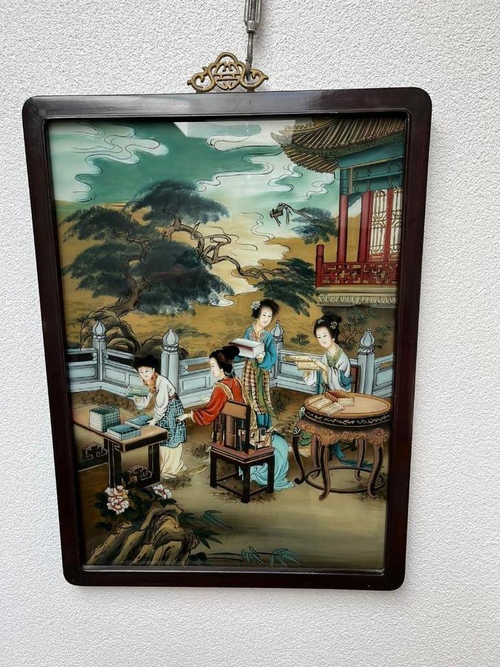 Chinees schilderij omgekeerd geschilderd glas Aziatisch, Huis en Inrichting, Woonaccessoires | Schilderijen, Tekeningen en Foto's