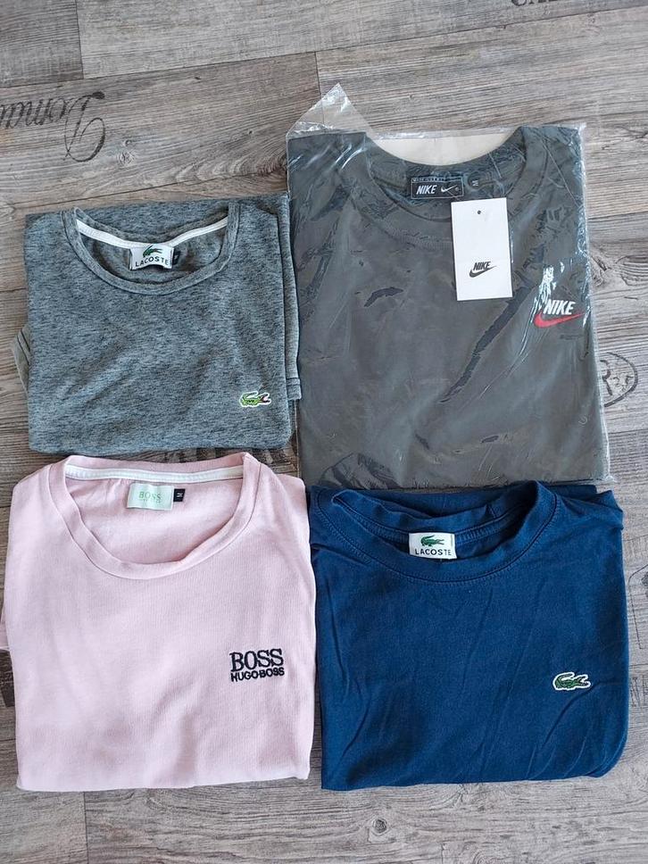 T-shirts Lacoste, Nike, Hugo Boss - Maat S/M (1), Kleding | Heren, T-shirts, Zo goed als nieuw, Grijs, Ophalen of Verzenden