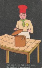 D376 ansichtkaart kok aangebrand eten 1935 karikatuur, Verzamelen, Ansichtkaarten | Themakaarten, Verzenden, 1920 tot 1940, Gelopen